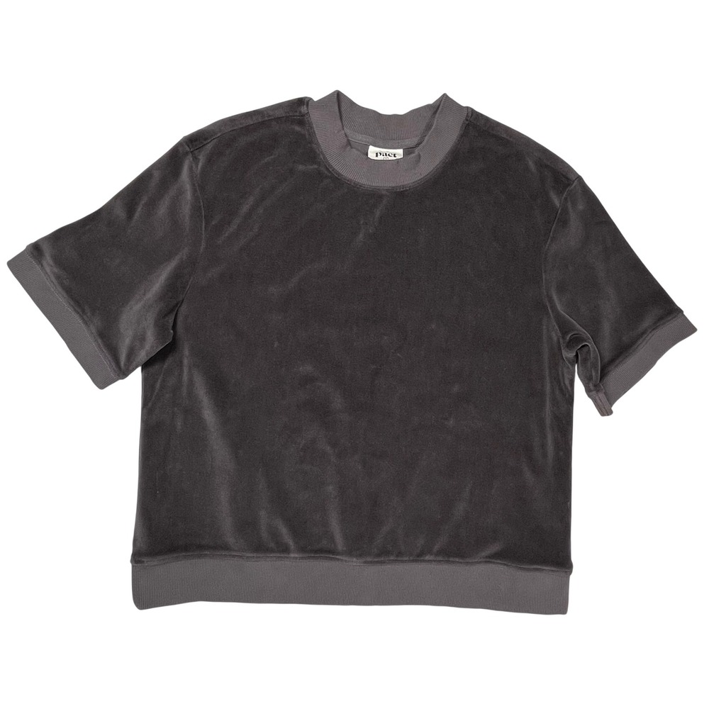Pact Velour Sweatshirt Women Small Graphite Short Sleeve Organic Cotton Casual